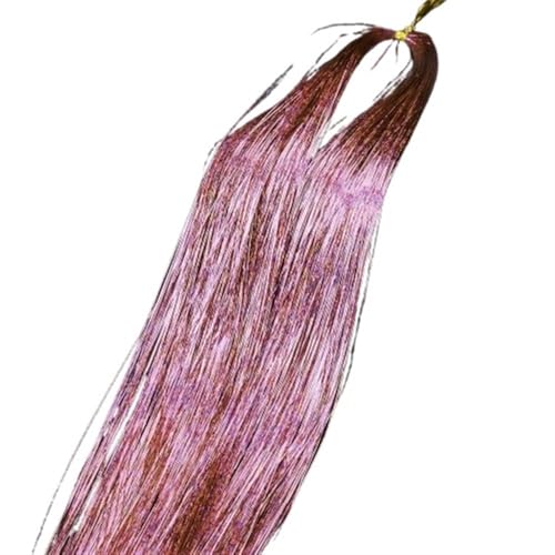 18 Farben Glitzer-String-Extensions, 9 Zoll glänzende Fäden Glitzer-Haar-Lametta-Set, Seiden-Haar-Accessoires for Damen-Kopfschmuck(Pink) von GOHAPY