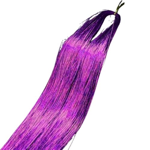 18 Farben Glitzer-String-Extensions, 9 Zoll glänzende Fäden Glitzer-Haar-Lametta-Set, Seiden-Haar-Accessoires for Damen-Kopfschmuck(Purple) von GOHAPY