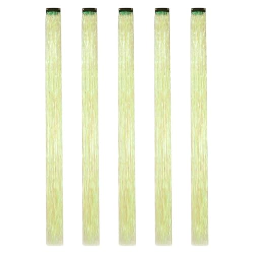 22 Zoll bunte Lametta-Haarverlängerungen, Lametta-Synthetik-Clip-in-Haar, Haarschmuck for Frauen, Mädchen, Party, Festival, 5 Stück(Fluorescent) von GOHAPY