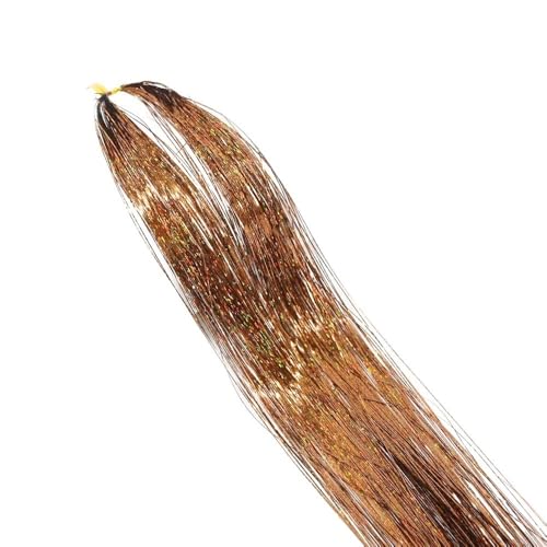 Glitzer-Haarverlängerung 94 cm, glänzendes glitzerndes Haar-Lametta-Set, Haar-Bling blendet Hippie-Flechtzubehör for Frauen und Mädchen(Brown) von GOHAPY
