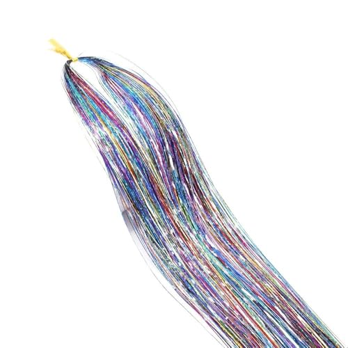Glitzer-Haarverlängerung 94 cm, glänzendes glitzerndes Haar-Lametta-Set, Haar-Bling blendet Hippie-Flechtzubehör for Frauen und Mädchen(Clear) von GOHAPY