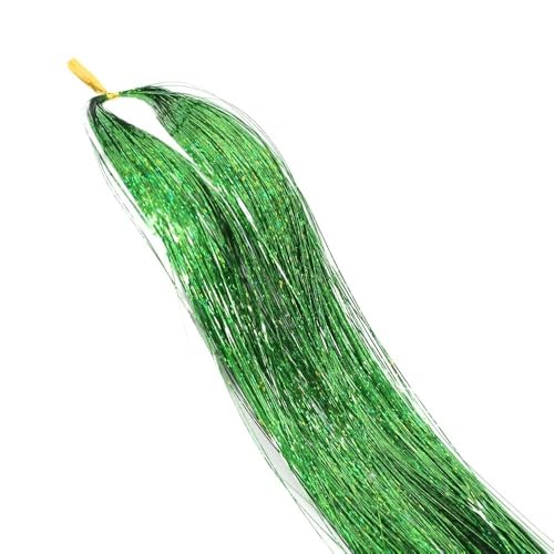 GOHAPY Glitzer-Haarverlängerung 94 cm, glänzendes glitzerndes Haar-Lametta-Set, Haar-Bling blendet Hippie-Flechtzubehör for Frauen und Mädchen(Green) von GOHAPY