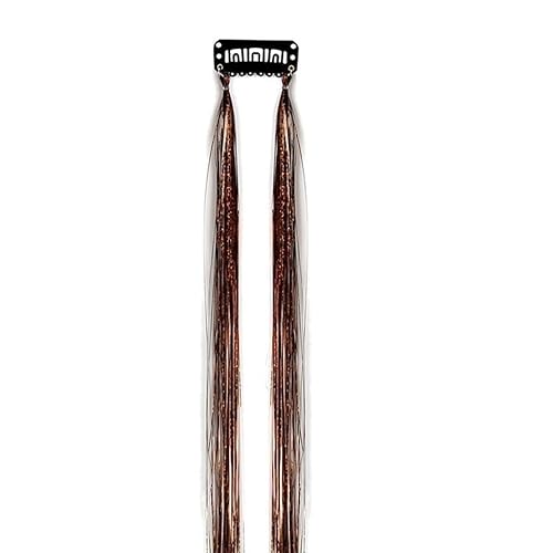 Goldenes Seiden-Glitzer-Haar-Lametta-Set, 50 cm, for Damen-Kopfschmuck, glänzende Fäden, Haar-Glitzer-String-Extensions-Zubehör(Brown) von GOHAPY