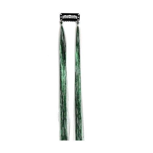 Goldenes Seiden-Glitzer-Haar-Lametta-Set, 50 cm, for Damen-Kopfschmuck, glänzende Fäden, Haar-Glitzer-String-Extensions-Zubehör(Green) von GOHAPY