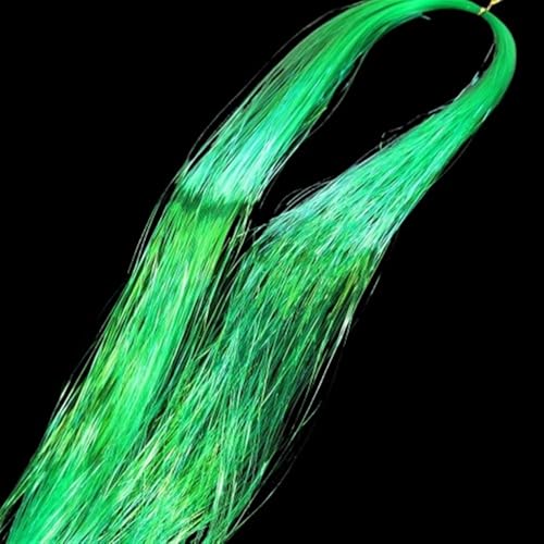 Haar-Glitzer-String-Extensions, 50 cm glänzende Fäden, Glitzer-Haar-Lametta-Set, Zubehör, Haar-Lametta for Damen-Kopfschmuck(Fluorescent green) von GOHAPY