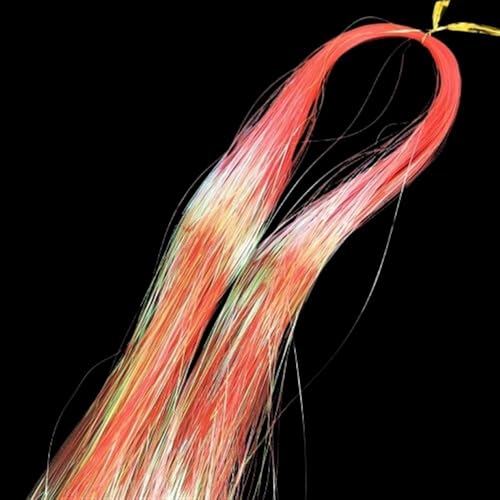 Haar-Glitzer-String-Extensions, 50 cm glänzende Fäden, Glitzer-Haar-Lametta-Set, Zubehör, Haar-Lametta for Damen-Kopfschmuck(Fluorescent orange) von GOHAPY