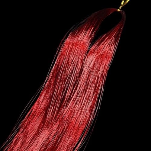 Haar-Glitzer-String-Extensions, 50 cm glänzende Fäden, Glitzer-Haar-Lametta-Set, Zubehör, Haar-Lametta for Damen-Kopfschmuck(Red) von GOHAPY