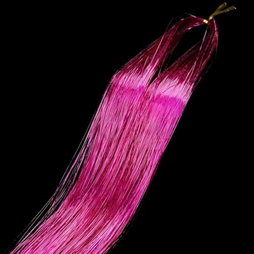 Haar-Glitzer-String-Extensions, 50 cm glänzende Fäden, Glitzer-Haar-Lametta-Set, Zubehör, Haar-Lametta for Damen-Kopfschmuck(Rose red) von GOHAPY