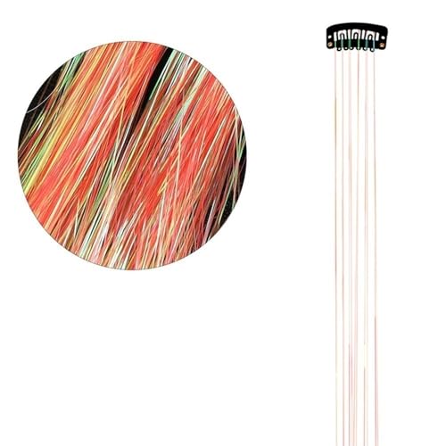 Shiny Threads Glitzer-Haar-Lametta-Set, 50 x 3,5 cm Damen-Kopfschmuck, glitzernde Schnurverlängerungen, DIY-Haar-Lametta-Zubehör(Fluorescent orange) von GOHAPY