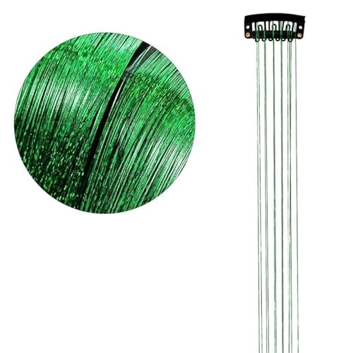 Shiny Threads Glitzer-Haar-Lametta-Set, 50 x 3,5 cm Damen-Kopfschmuck, glitzernde Schnurverlängerungen, DIY-Haar-Lametta-Zubehör(Green) von GOHAPY