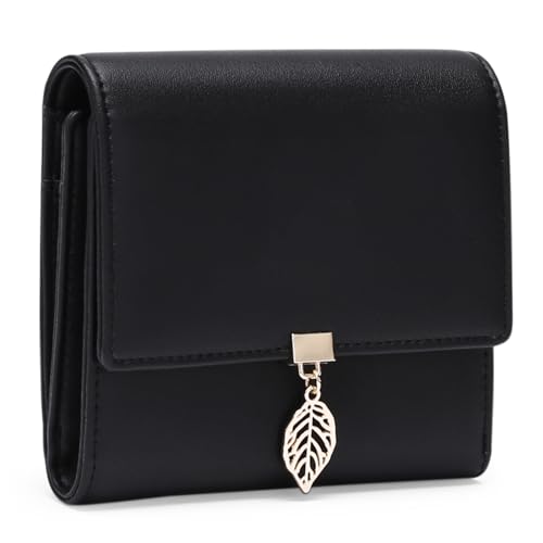 GOIACII Geldbeutel Damen aus glattem und weichem Kunstleder, klein und im Kurzformat Portemonnaie Damen Quaste mit RFID Schutz und viele Fächer von GOIACII
