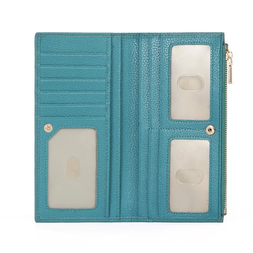 GOIACII Geldbörse Damen Groß Leder Portemonnaie Brieftasche für Frauen RFID Schutz mit 7 Kartenfächer und 3 ID Fenster von GOIACII