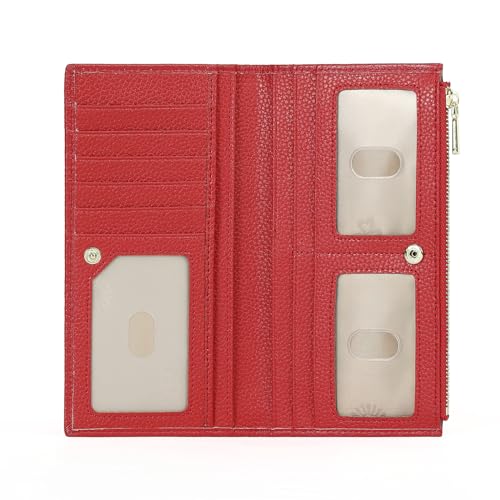 GOIACII Geldbörse Damen Groß Leder Portemonnaie Brieftasche für Frauen RFID Schutz mit 7 Kartenfächer und 3 ID Fenster von GOIACII