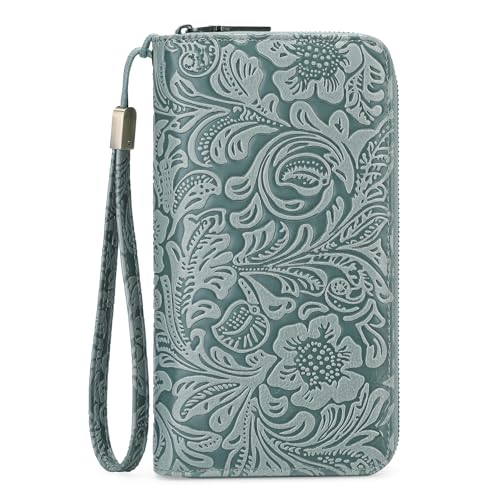 GOIACII Geldbörse Damen Groß Leder Portemonnaie Gross für Frauen mit RFID Blocking Große Kapazität Lang Geldbeutel mit 24 Kartenfächer und Handschlaufe von GOIACII