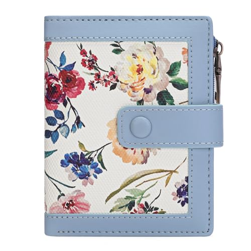 GOIACII Geldbörse Damen Klein Portemonnaie für Frauen Leder mit RFID-Schutz Blumen Design Mini Brieftasche von GOIACII