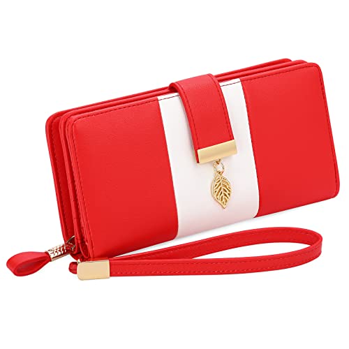 GOIACII Geldbörse Damen Leder RFID Blocking Große Kapazität Geldbeutel für Frauen Portemonnaie mit 11 Kartenfächer und Kleingeldfach von GOIACII