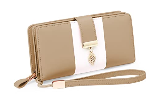 GOIACII Geldbörse Damen Leder RFID Blocking Große Kapazität Geldbeutel für Frauen Portemonnaie mit 11 Kartenfächer und Kleingeldfach von GOIACII