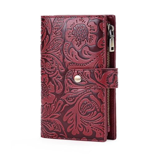 GOIACII Geldbörse Damen Leder Portemonnaie Mittelgroß Vintage Geldbeutel mit RFID-Schutz Brieftasche für Frauen von GOIACII