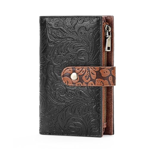 GOIACII Geldbörse Damen Leder Portemonnaie Mittelgroß Vintage Geldbeutel mit RFID-Schutz Brieftasche für Frauen von GOIACII