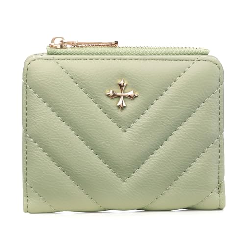 GOIACII Geldbörse Damen klein, Mini Kurzer Geldbeutel Leder RFID Blocking Portemonnaie Damen mit 6 Kartenfächern und Reißverschluss Münzfach von GOIACII