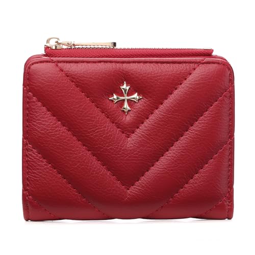 GOIACII Geldbörse Damen klein, Mini Kurzer Geldbeutel Leder RFID Blocking Portemonnaie Damen mit 6 Kartenfächern und Reißverschluss Münzfach von GOIACII