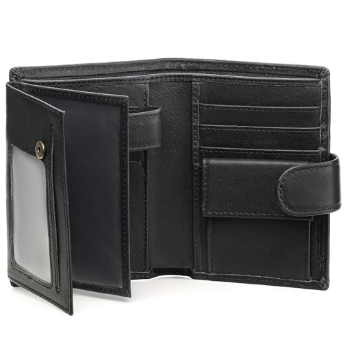 GOIACII Geldbörse Herren Leder mit RFID Schutz I Großes Portemonnaie für Männer I 13 Kartenfächer und 3 Transparente Fenster I Brieftasche Groß mit Münzfach von GOIACII