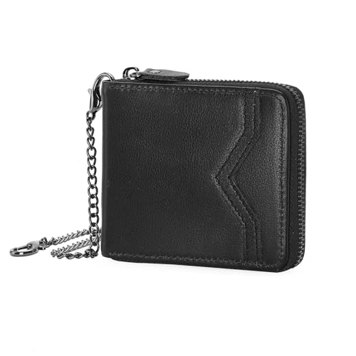 GOIACII Geldbörse Herren Muti-Functional RFID Schutz Reißverschluss Kurzer Echtem Leder Geldbeutel mit 9 kartenetui, 1 Münzfach, 2 Banknotenfächern und 1 ID-Fenster Portmonee von GOIACII