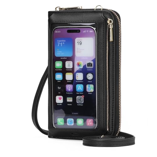GOIACII Handy Umhängetasche Damen Leder Touchscreen Handytasche zum Umhängen Crossbody Geldbörse von GOIACII