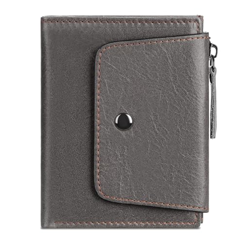 GOIACII Herren-Geldbörse, RFID-blockierend, Retro-Stil, Leder, schmal, mit Münzfach mit Reißverschluss, Kreditkartenfach für Herren, Dark Curry, Retro von GOIACII