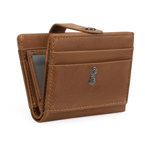 GOIACII Klein Geldbörse Herren Echt Leder Portemonnaie Multi Layer Kartenhalter Mini Geldbeutel Klein Leder Münzfach Kreditkarten Kartenetui von GOIACII