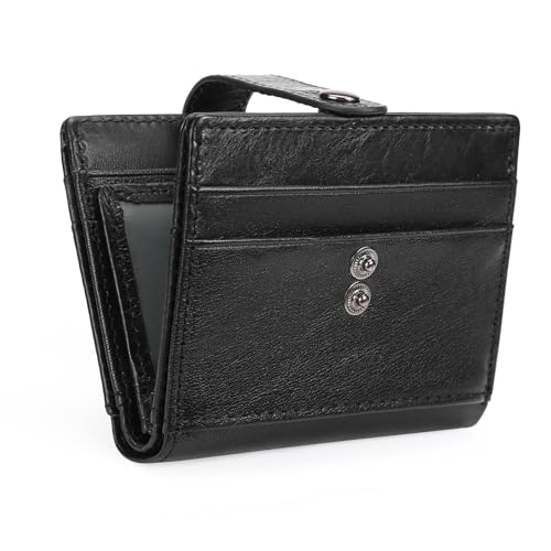 GOIACII Klein Geldbörse Herren Echt Leder Portemonnaie Multi Layer Kartenhalter Mini Geldbeutel Klein Leder Münzfach Kreditkarten Kartenetui von GOIACII