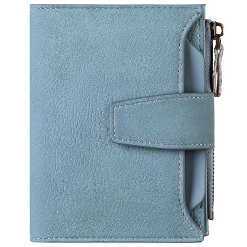 GOIACII Kleine Damen-Geldbörse, echtes Leder, RFID-blockierend, doppelter Reißverschluss, Kartenhalter mit Ausweisfenster, C00 von GOIACII