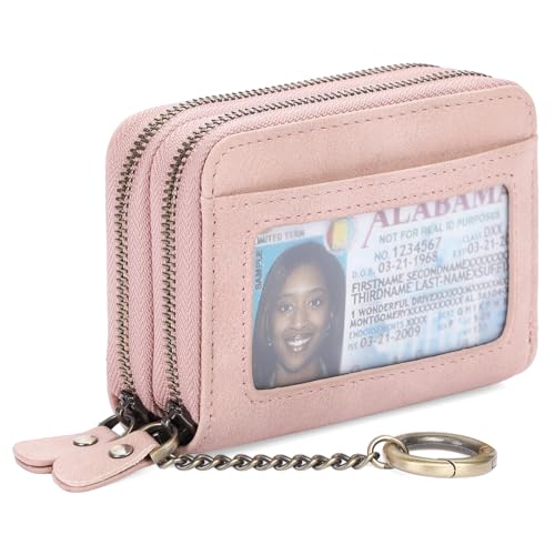 GOIACII Kleine Geldbörse aus echtem Leder für Damen, RFID-blockierendes Kreditkartenetui, A06 Matte Pink-Upgrade, Classic von GOIACII