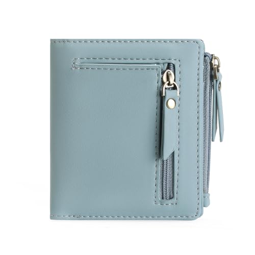 GOIACII Kleines Portemonnaie, kompakt, faltbares Kreditkartenetui mit 2 Münzfächern mit Reißverschluss, Blau, Classic von GOIACII