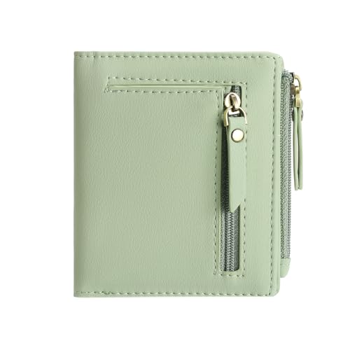 GOIACII Kleines Portemonnaie, kompakt, faltbares Kreditkartenetui mit 2 Münzfächern mit Reißverschluss, Grün , Classic von GOIACII