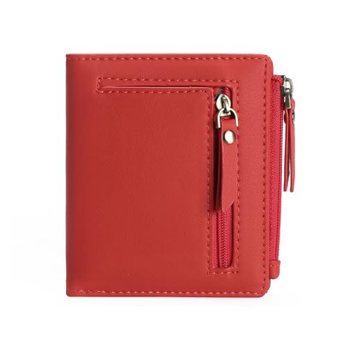 GOIACII Kleines Portemonnaie, kompakt, faltbares Kreditkartenetui mit 2 Münzfächern mit Reißverschluss, Rot/Ausflug, einfarbig (Getaway Solids), Classic von GOIACII
