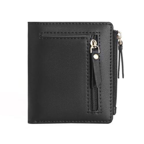 GOIACII Damen-Geldbörse, RFID-blockierend, Kreditkartenetui mit 2 Reißverschlussfächern, E03 Schwarz, Classic von GOIACII