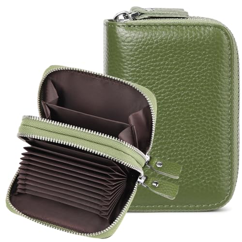 GOIACII Kreditkartenetui Geldbeutel Damen RFID Schutz, Leder Geldbörse Damen Klein mit Viel Kartenfächer und Doppelreißverschluss von GOIACII