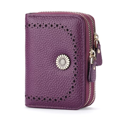 GOIACII Geldbörse Damen Kreditkartenetui Leder RFID-Schutz Portemonnaie mit Reißverschluss und Viele Fächer, Klein und im Kurzformat Brieftasche für Frauen von GOIACII