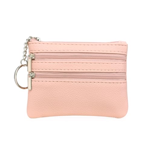 GOIACII Mini Münzbörsen für Damen, Kleines Geldbörse Damen Portemonnaie PU Leder Münzbeutel mit 3 Reißverschluss Kartenfächer und Schlüsseletui von GOIACII