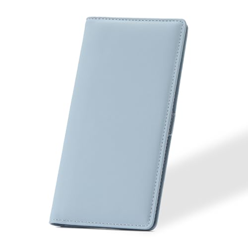 GOIACII Schlanke Geldbörse für Damen, RFID-blockierend, Kreditkartenetui mit Reißverschlussfach, Bifold Leder, A03 Blau, Minimalistisch von GOIACII