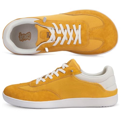 GOKIA Minimalistische Schuhe für Herren, breite Zehenbox, lässig, Barfußschuhe für Spaziergänge, Reisen, Yoga, Camping, Kurkuma, 9 Wide von GOKIA