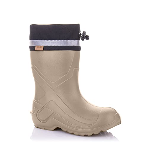 GOKIDS Kinder EVA Gummistiefel Jungen Mädchen Leichte Regenstiefel mit Kordelzug 24-35 EU (Kamel, eu_footwear_size_system, big_kid, numeric_range, medium, numeric_32, numeric_33) von GOKIDS