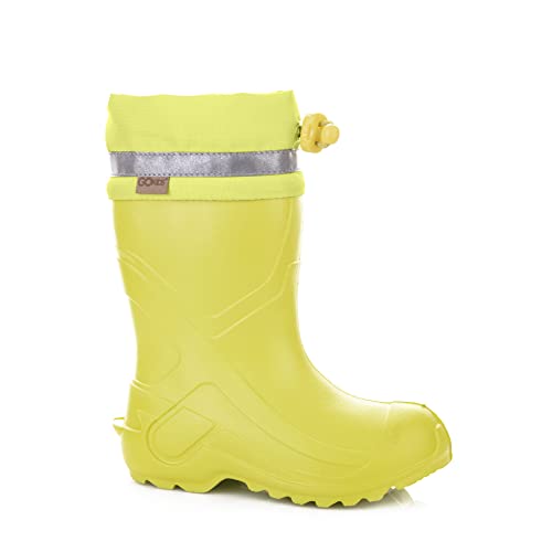 GOKIDS Kinder EVA Gummistiefel Jungen Mädchen Leichte Regenstiefel mit Kordelzug 24-35 EU (Lindgrün, eu_footwear_size_system, big_kid, numeric_range, medium, numeric_32, numeric_33) von GOKIDS