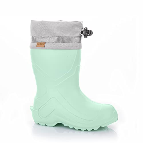 GOKIDS Kinder EVA Gummistiefel Jungen Mädchen Leichte Regenstiefel mit Kordelzug 24-35 EU (Minze, eu_footwear_size_system, toddler, numeric_range, medium, numeric_28, numeric_29) von GOKIDS