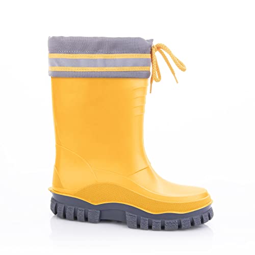 GOKIDS Kinder Gummistiefel Jungen Mädchen Regenstiefel mit Warmem Innenfutter 22-35 EU (Gelb, eu_footwear_size_system, toddler, numeric_range, medium, numeric_30, numeric_31) von GOKIDS