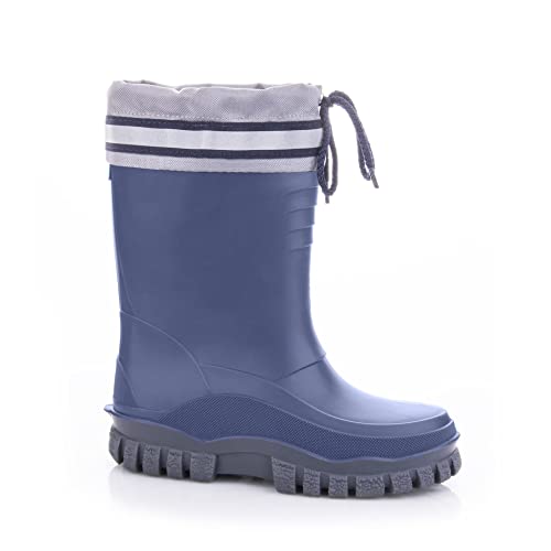 GOKIDS Kinder Gummistiefel Jungen Mädchen Regenstiefel mit Warmem Innenfutter 22-35 EU (Marineblau, eu_footwear_size_system, big_kid, numeric_range, medium, numeric_34, numeric_35) von GOKIDS