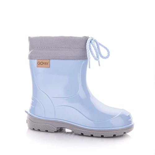 GOKIDS Kleinkinder Gummistiefel Jungen Mädchen Halbhohe Regenstiefel mit Kordelzug 20-28 EU (Blau, eu_footwear_size_system, toddler, numeric, medium, numeric_22) von GOKIDS