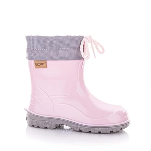 GOKIDS Kleinkinder Gummistiefel Jungen Mädchen Halbhohe Regenstiefel mit Kordelzug 20-28 EU (Rosa, eu_footwear_size_system, toddler, numeric, medium, numeric_23) von GOKIDS