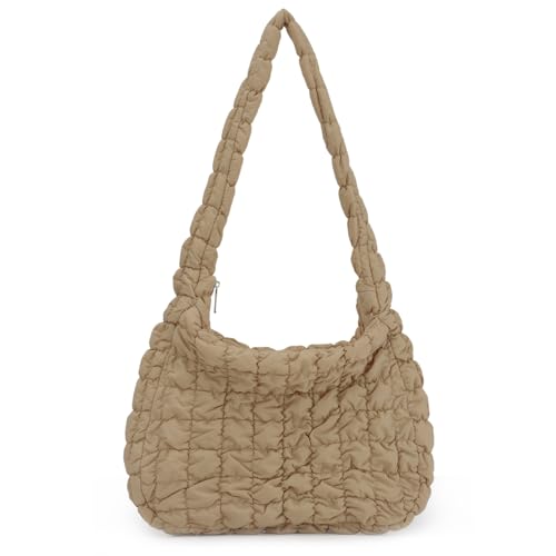 GOKTOW Puffer gesteppte Tragetasche,Gesteppte Umhängetasche,Puffy Tote Bag Purse,Große Nylon Hobo Handtasche von GOKTOW